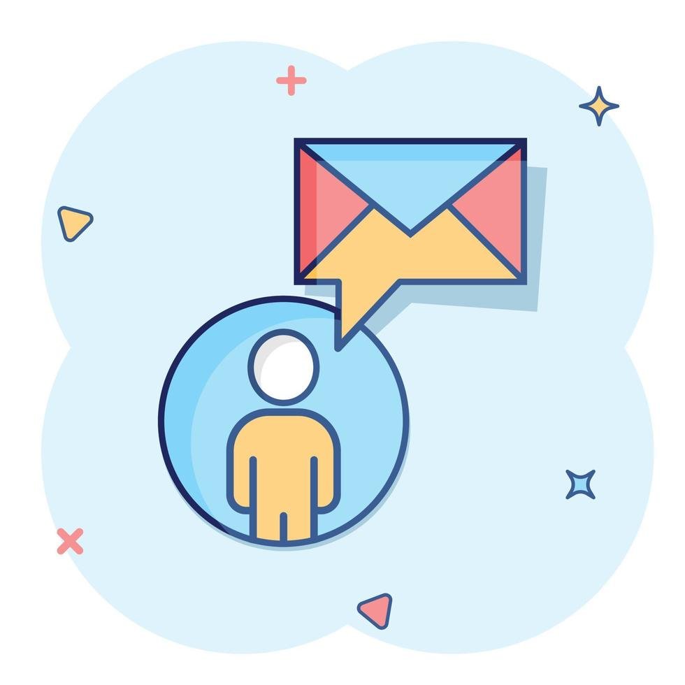 people-with-envelope-icon-in-comic-style-email-receive-cartoon-illustration-on-white-isolated-background-message-splash-effect-business-concept-vector